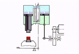 hydraulic press diagram, schematic representation of a hydraulic press mechanism